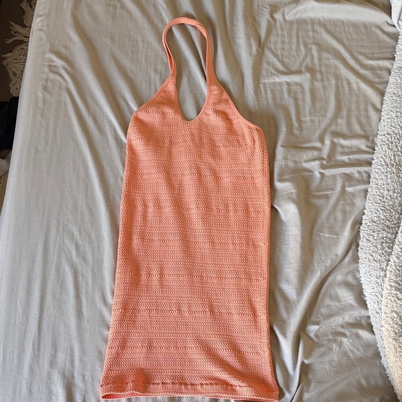 Sunday Best Dresses & Skirts - Sunday Best Coral Halter Mini Textured Dress Size Medium